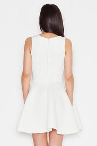 White Flared Evening Transparent Front Panel Dress