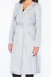 Grey Elegant Trench Coat with Self Tie Belt