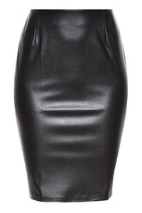 Pencil Leather Black Skirt with Back Seam zip Fastening