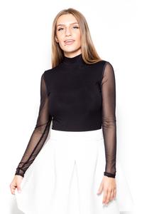 Black Bodysuit with Long Transparent Sleeves