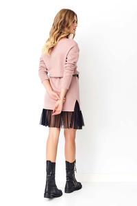 Powdered knit dress with tulle frill
