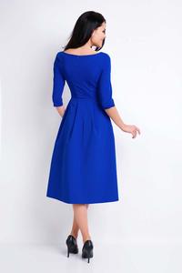 Blue Midi Formal Dress with Wide Bottom