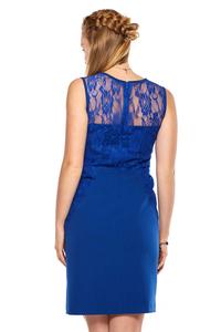 Blue Slim FIt Coctail Dress with Lace Top