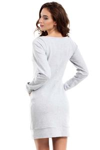 Light Grey Sport Style Dress with Kangoo Pocket