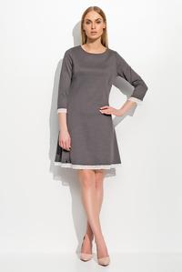 Dark Grey Flared Retro Style Dress with Lace