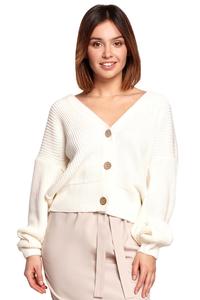 Ecru V-Neck Short Cardigan