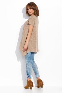 Beige Asymetrical Long Casual Blouse
