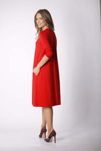 Red Loose Knit V-neck Dress