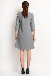 Grey A-Line Asymetrical Longer Back Dress