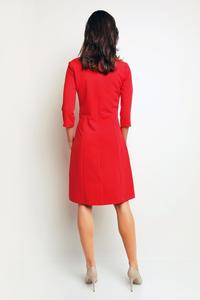 Red Simple Office Style 3/4 Sleeves Dress