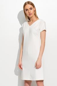 Ecru Short Sleeves Plain Dress