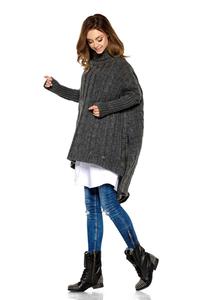 Dark Grey Oversized Turtleneck Sweater