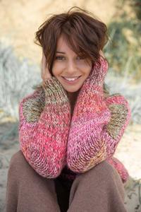Multicolored Mélange V-neck sweater - Raspberry