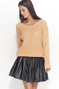 Casual Apricot Sweater with V-neck