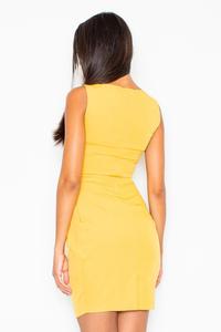 Yellow Sleeveless Coctail Chic Dress