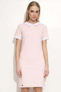 Powder Pink Mini Dress with Contrasting White Collar