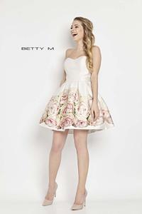 Ecru Corset Top Dress with Roses Print