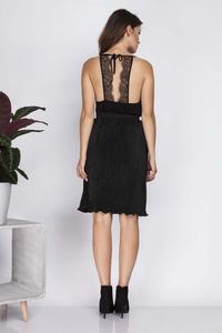 Black Wrinkled Midi Skirt