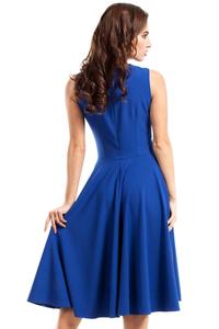 Cornflower Blue Evening Dress with Transparent Neckline