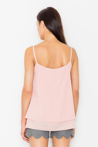 Pink Two Layers Spaghetti Straps Top