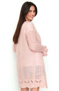 Pink Openwork Cardigan Sweater