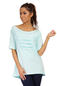 Mint Long T-shirt with Loose Neckline