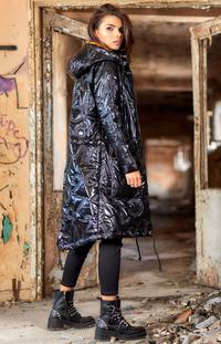 Black Glossy Hooded Parka Coat