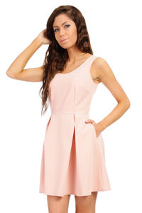 Soft Pink Sleeveless Pleated Korean Flippy Dress