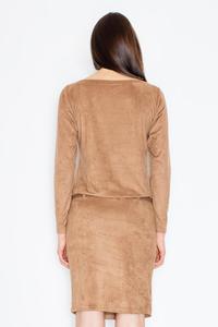 Brown Office Style Dress with Pockets