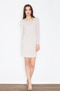 Beige Round Rivets Casual Dress