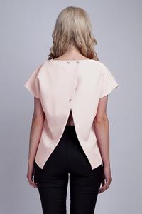 Pink Short Sleeves Blouse with Unique Back