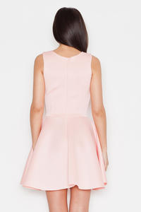 Pink Flared Evening Transparent Front Panel Dress