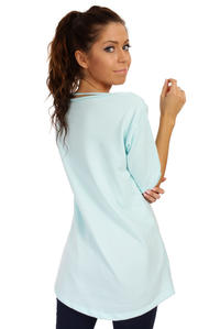 Mint Long T-shirt with Loose Neckline