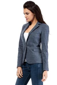 Dark Blue Slim Waist Classic Ladies Blazer