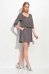 Dark Grey Wrinkled Waist Mini Dress