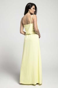 Yellow Airy Maxi Dress on Thin Straps with a Slit