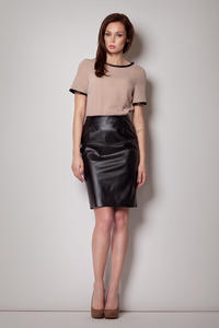 Pencil Leather Black Skirt with Back Seam zip Fastening