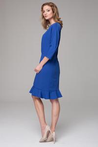 Blue 3/4 Sleeves Frilled Midi Dress