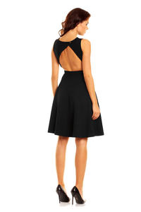 Black Cut Out Back Dress with Button Stud