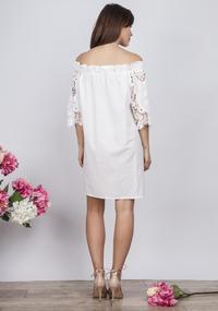 White Off-shoulders Loose Dress with Lace