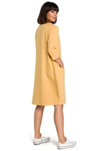 Yellow Casual Style Dress with Pockets