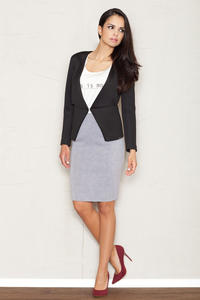 Black Long Lapels Blazer with V-Front Hemline