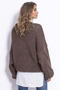 Espresso Loose Oversize Sweater with Interwoven Braids