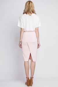 Pink Pencli High Waist Midi Skirt