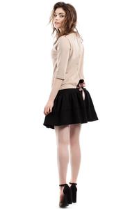 Beige 3/4 Sleeves Top with Cute Bow