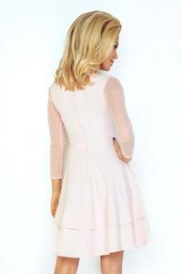 Powder Pink Coctail Dress with Transparent Sleeves