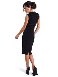 Black Midi Length Sleeveless Midi Dress with Back Slit