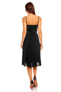 Black Spaghetti Straps Coctail Dress with A Flower