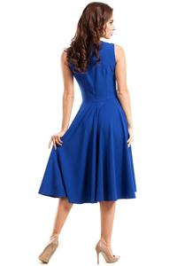 Cornflower Blue Evening Dress with Transparent Neckline