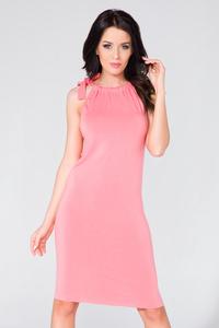 Pink Fitted Summer Wrinkled Neckline Dress